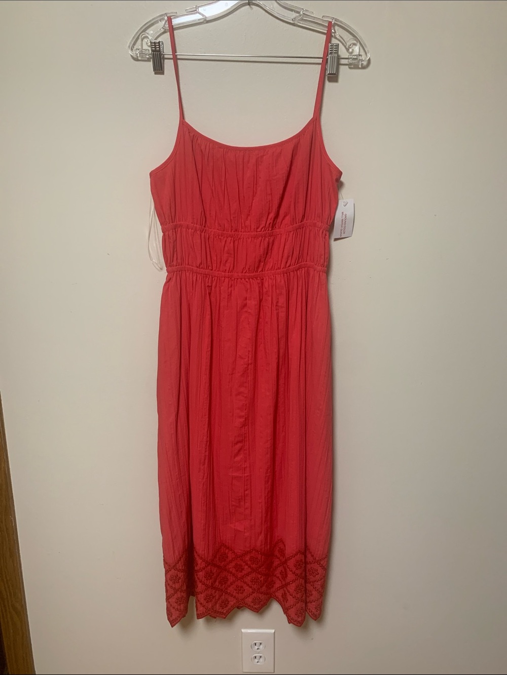 La Blanca dress - crinkle collective guava midi dress diamond pattern embroidery